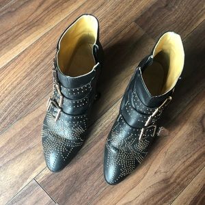 Black leather booties Susanna